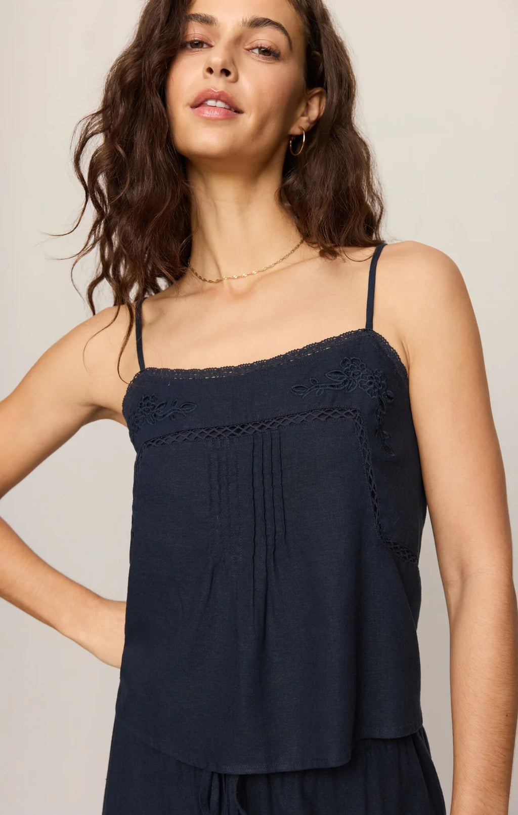 Lillie Embroidered Woven Tank