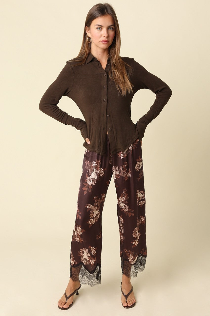 Daisy Floral Lace Trim Pants