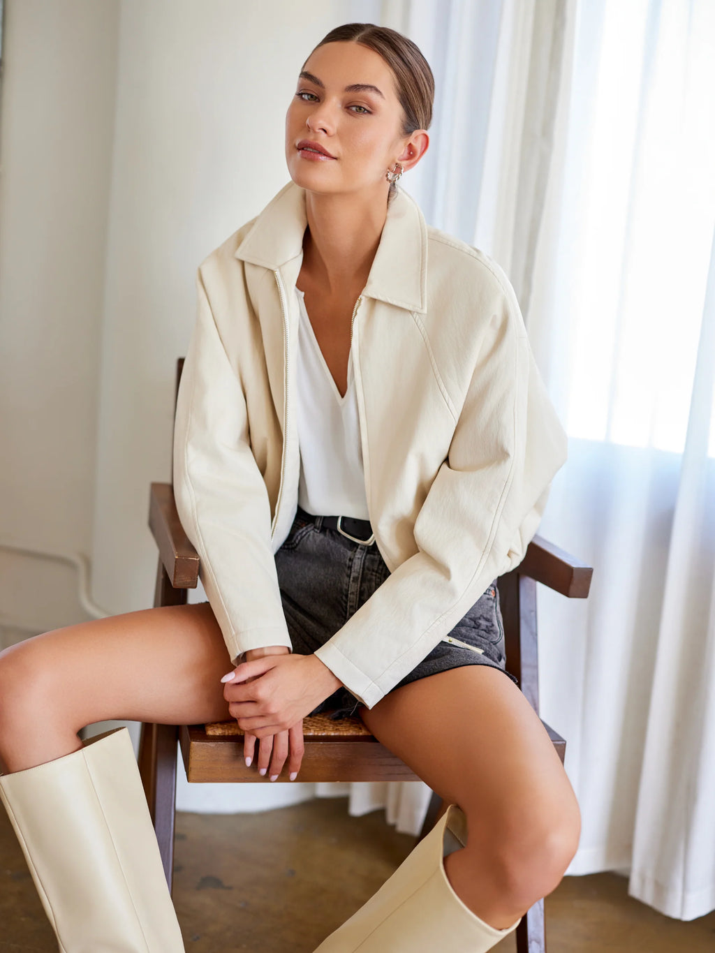 Regin Faux Leather Bomber Jacket