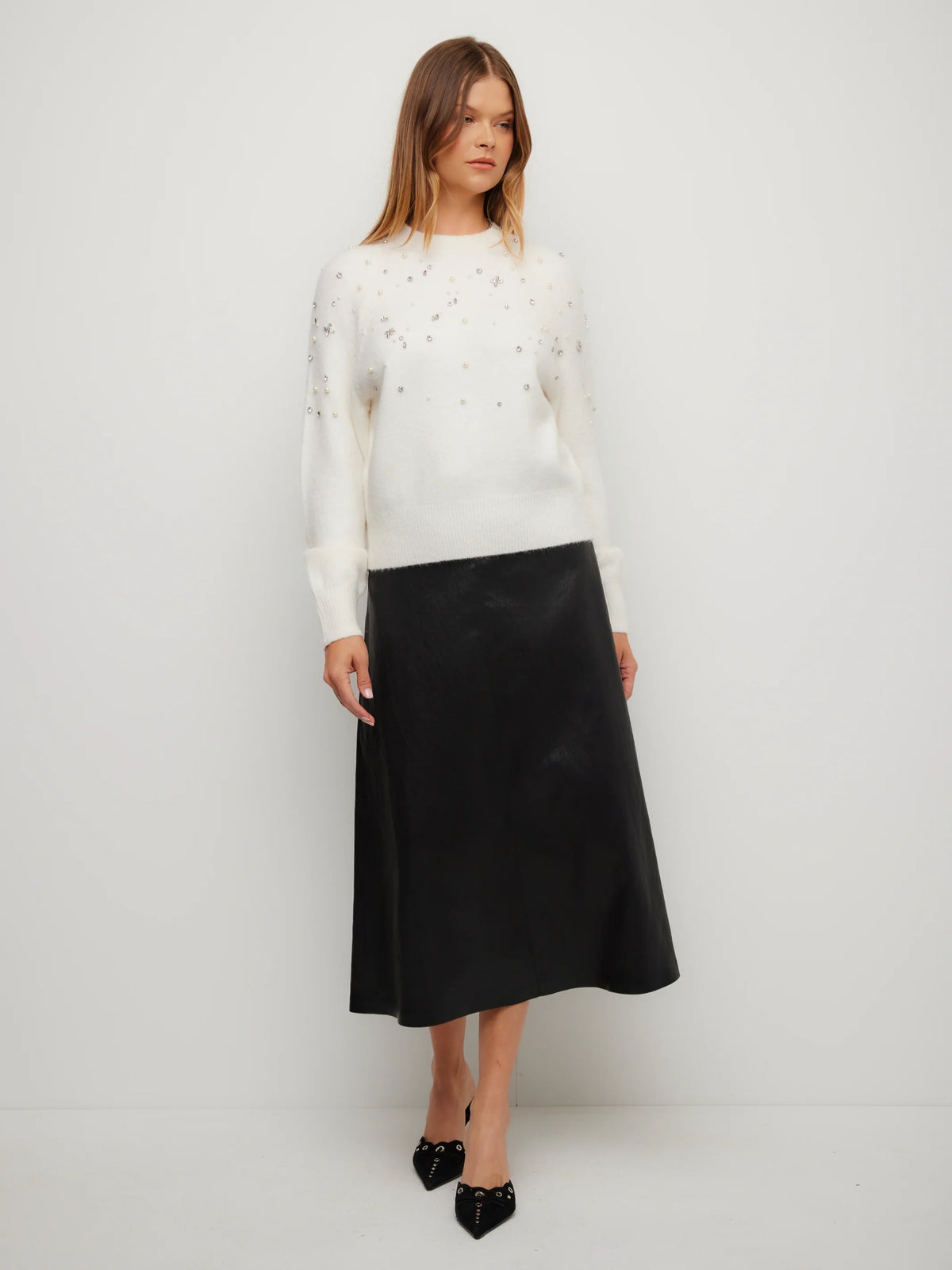 Brodie Faux Leather Midi Skirt