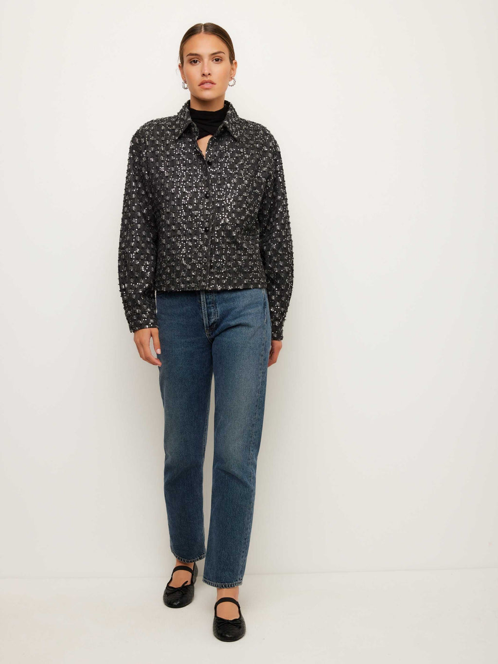 Allora Sequin Denim Shirt Jacket