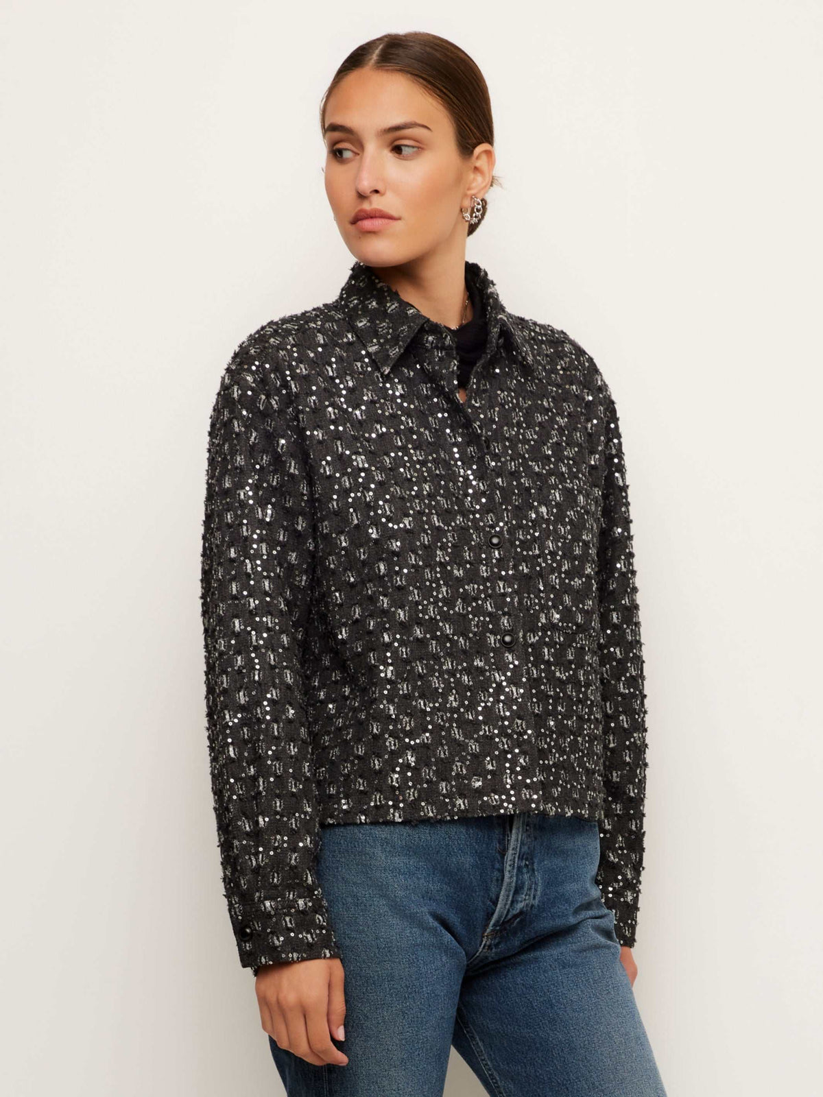 Allora Sequin Denim Shirt Jacket