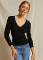 Viola Ribbed V Neck Long Sleeve