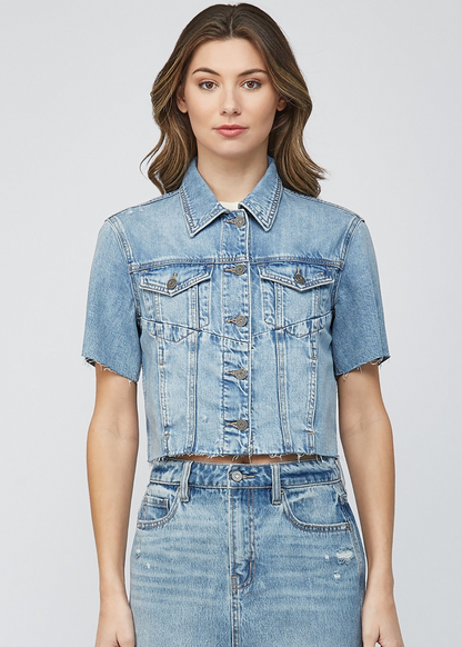 Short Sleeve Cropped Denim Jacket