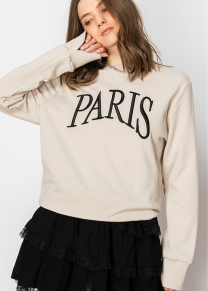 Paris Embroidered French Terry Pullover