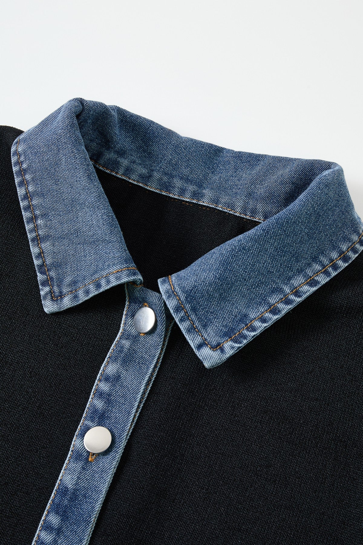 Denim Collar Henley Top