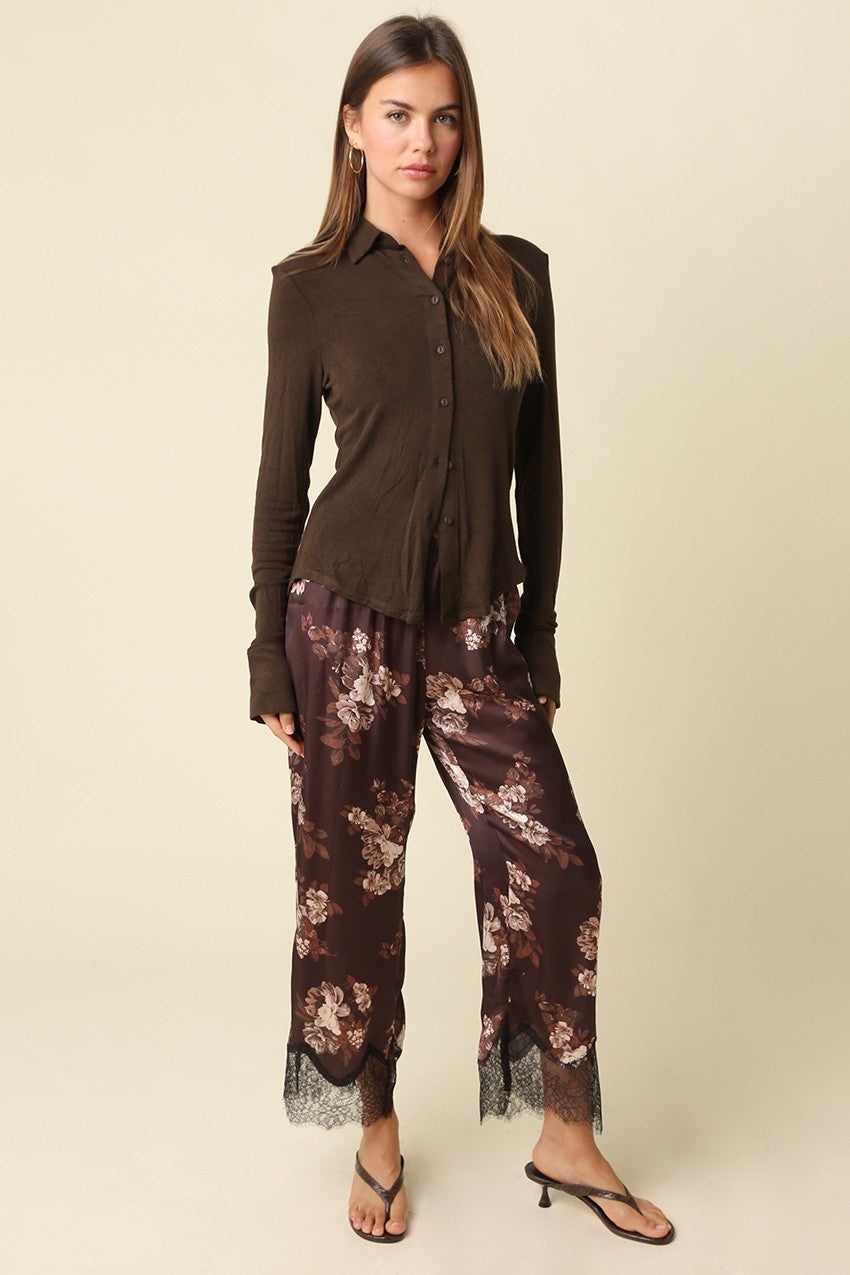 Daisy Floral Lace Trim Pants