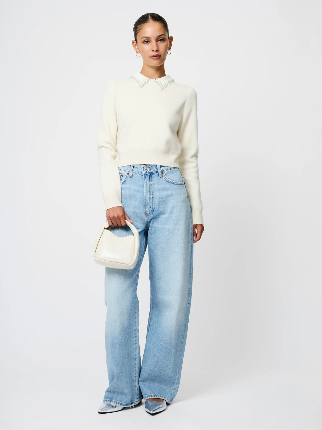 Avea Knit Embellished Collar Pullover