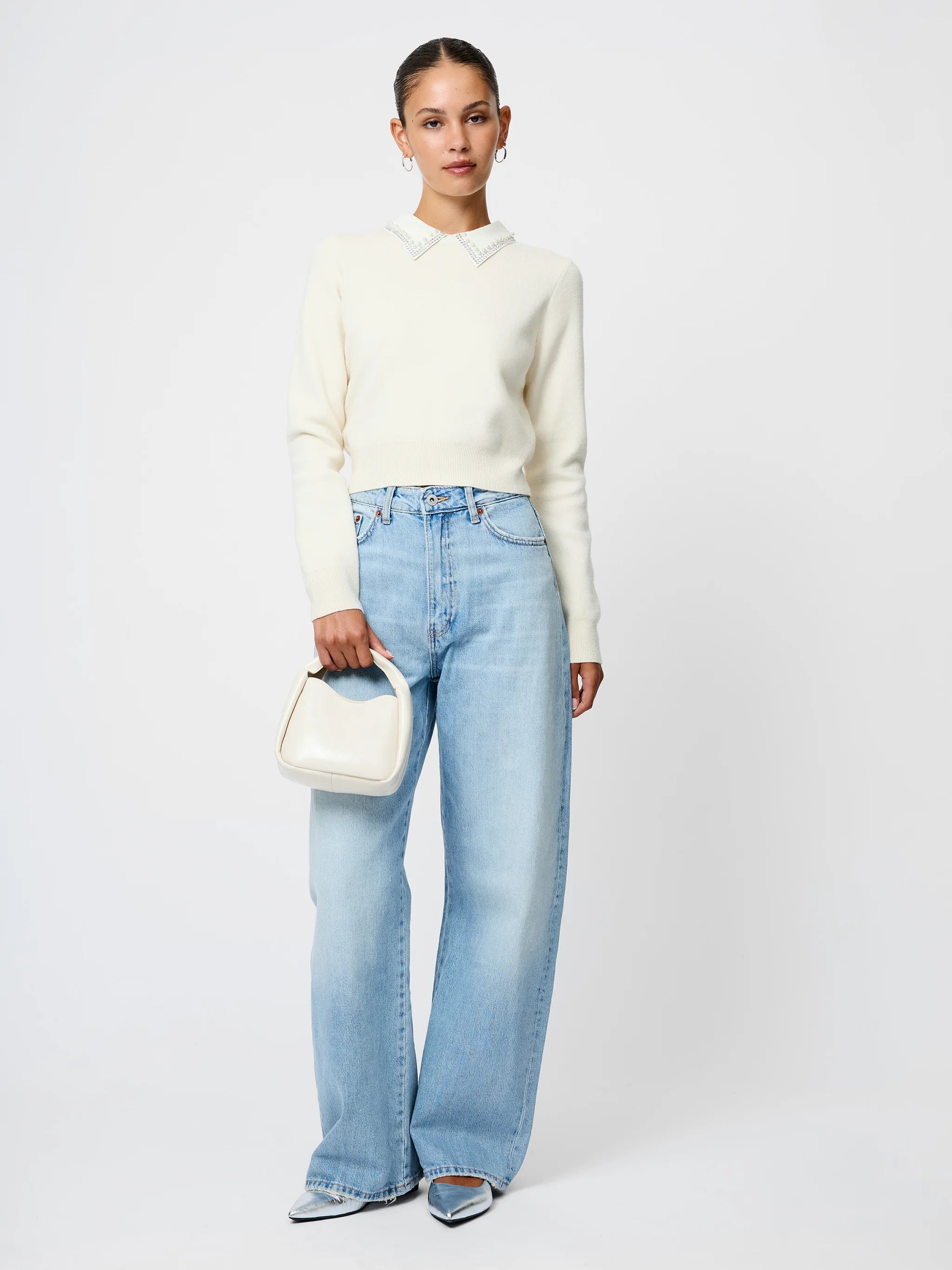 Avea Knit Embellished Collar Pullover