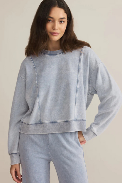 Lax Knit Denim Sweatshirt