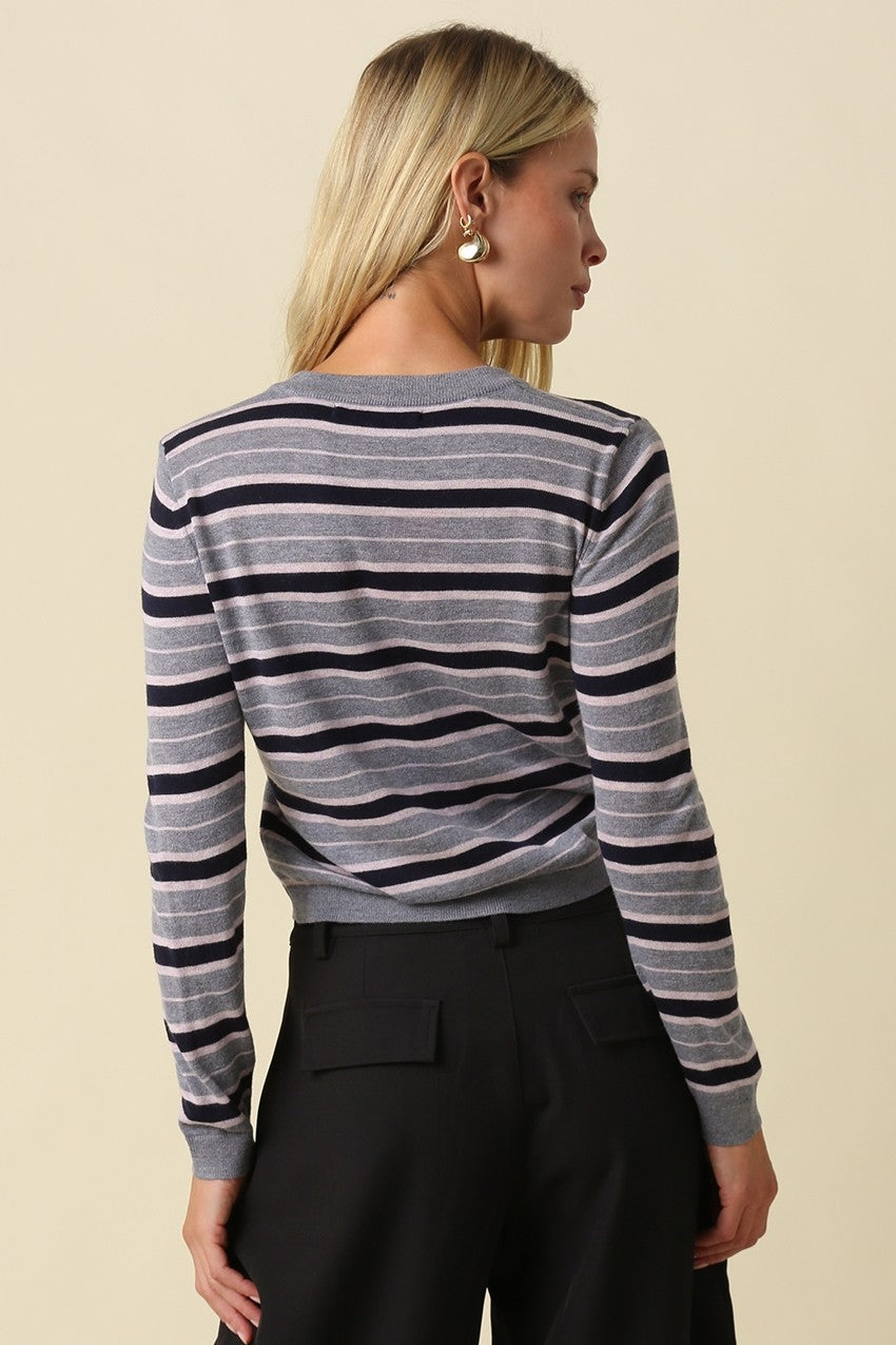 Ella Multi Stripe Button Cardigan