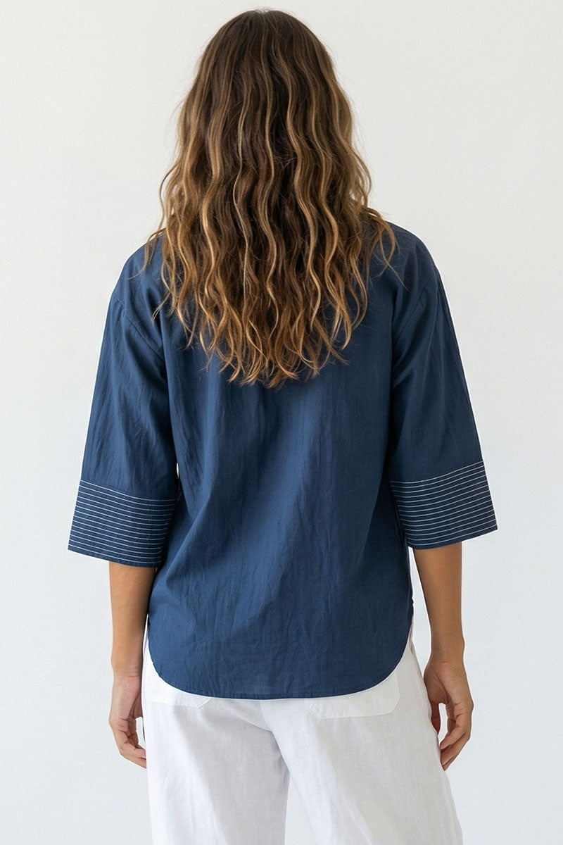 Maya Contrast Stitch Blouse - Clothes Horse