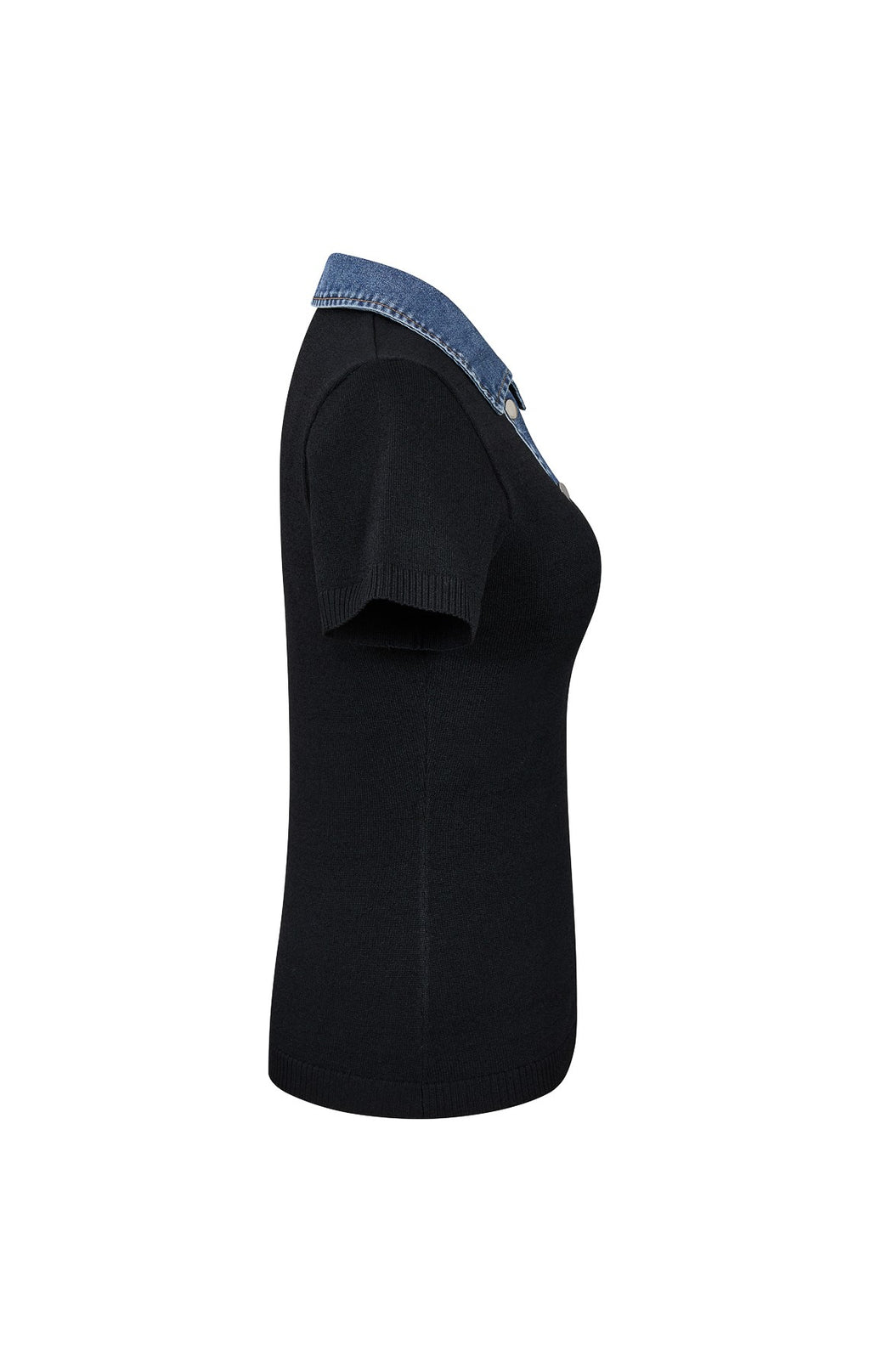 Denim Collar Henley Top