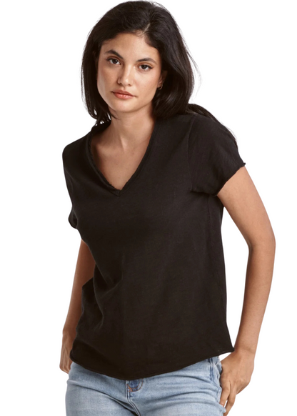 Vanya V-Neck Short Sleeve Slub