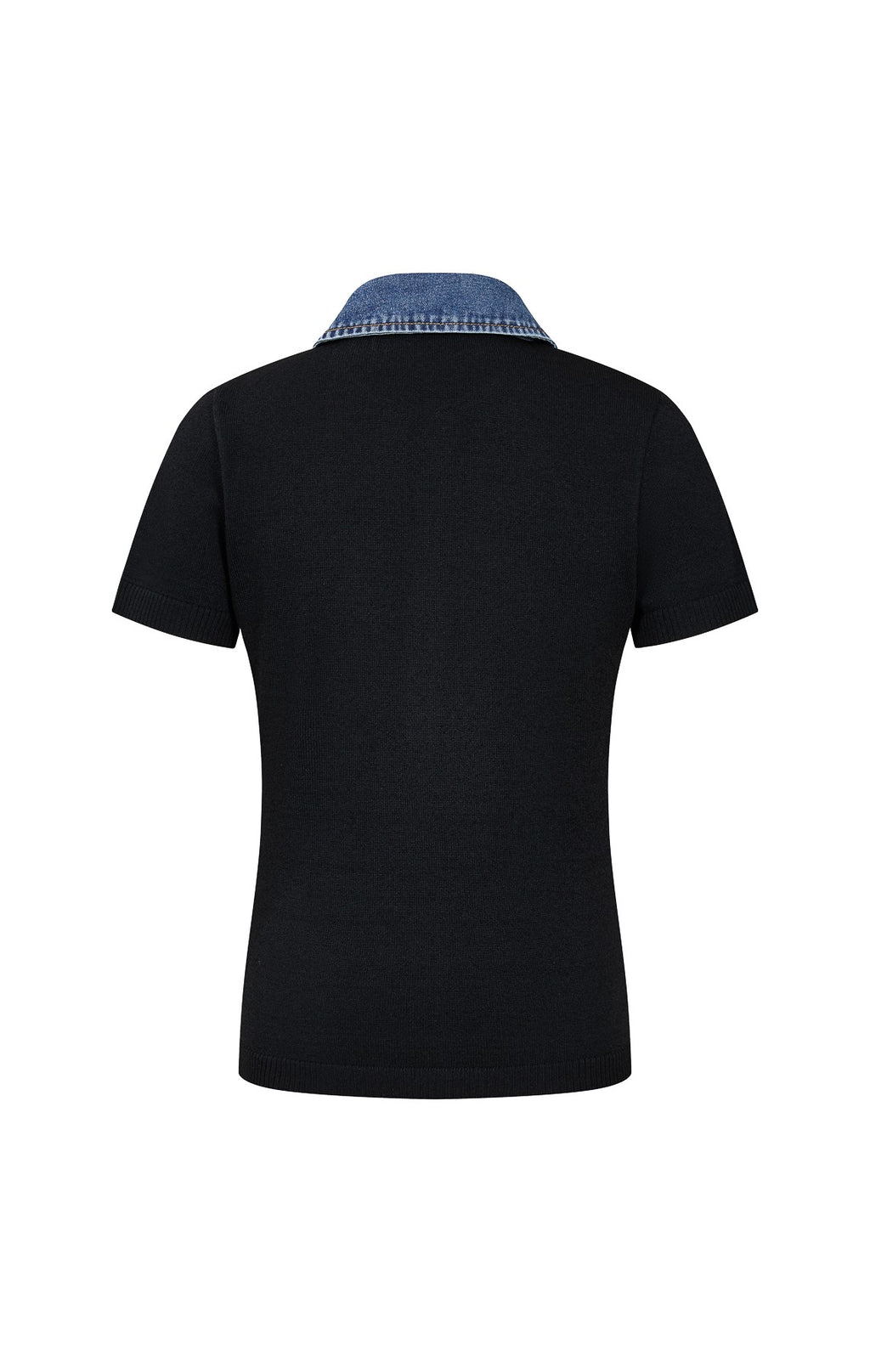 Denim Collar Henley Top