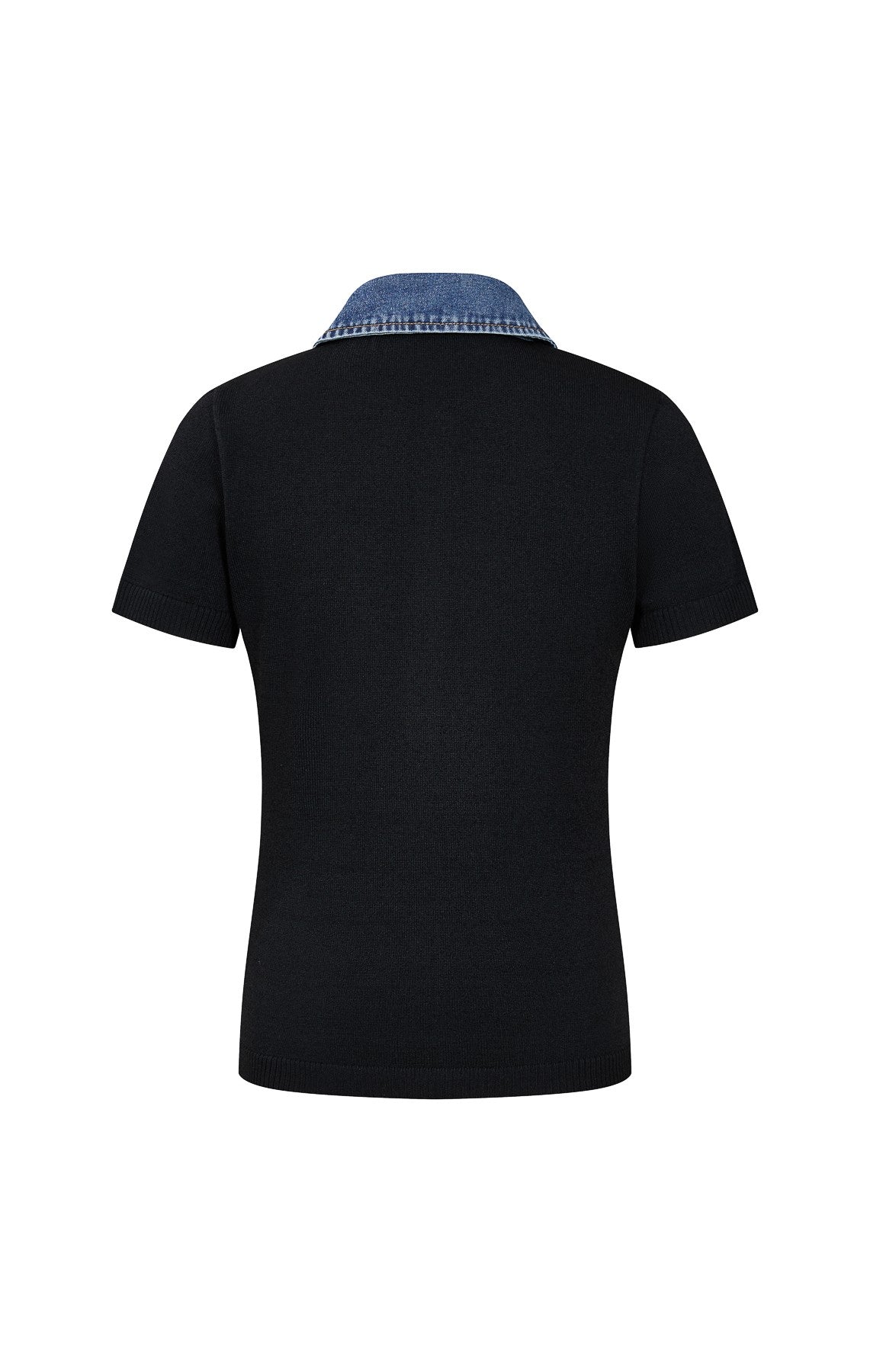 Denim Collar Henley Top