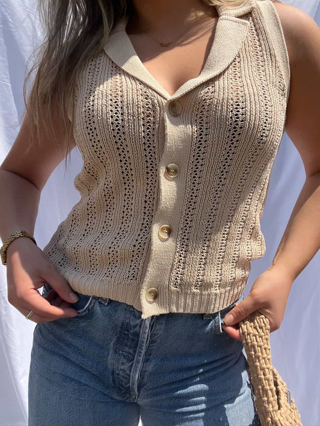 Francie Mesh Stitch Sleeveless Vest