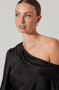 Ellen Satin Rhinestone One Shoulder Top