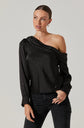 Ellen Satin Rhinestone One Shoulder Top