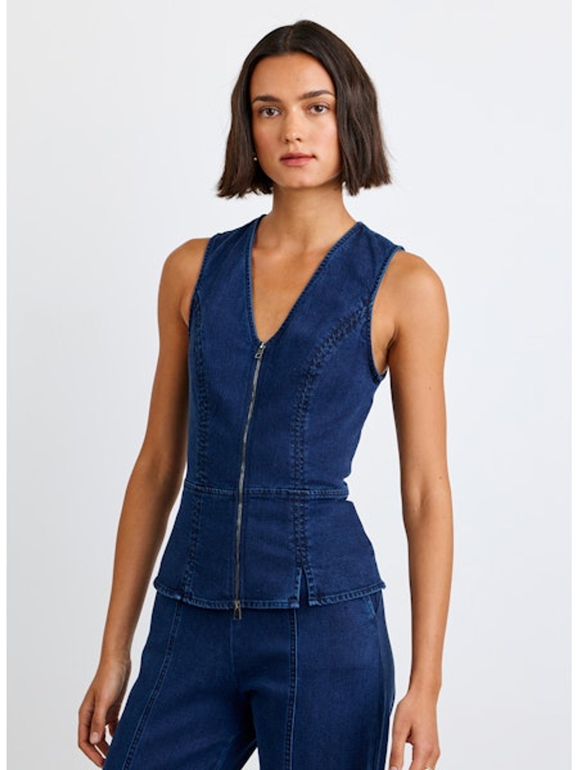 Seamed Zip Vest