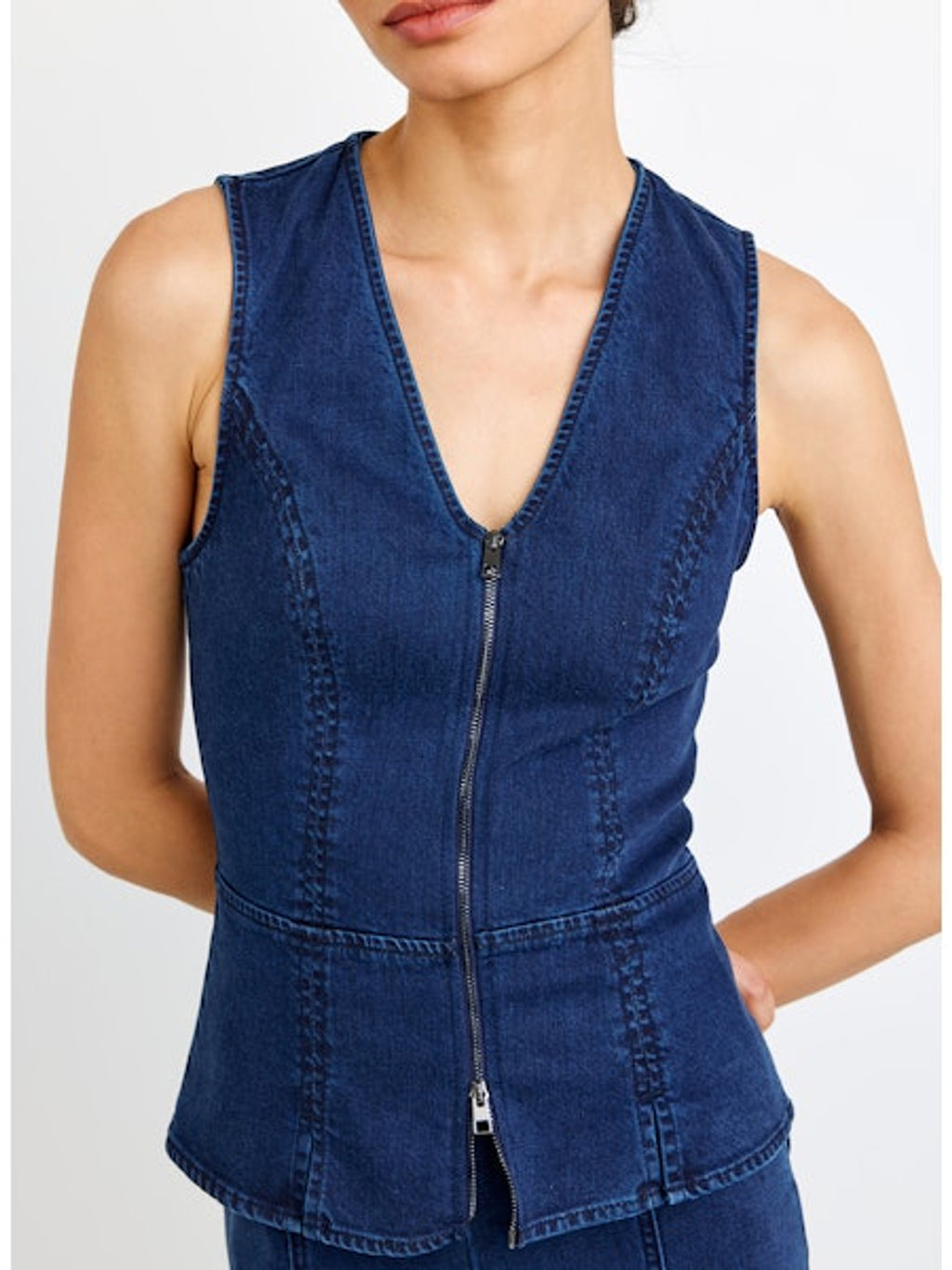 Seamed Zip Vest