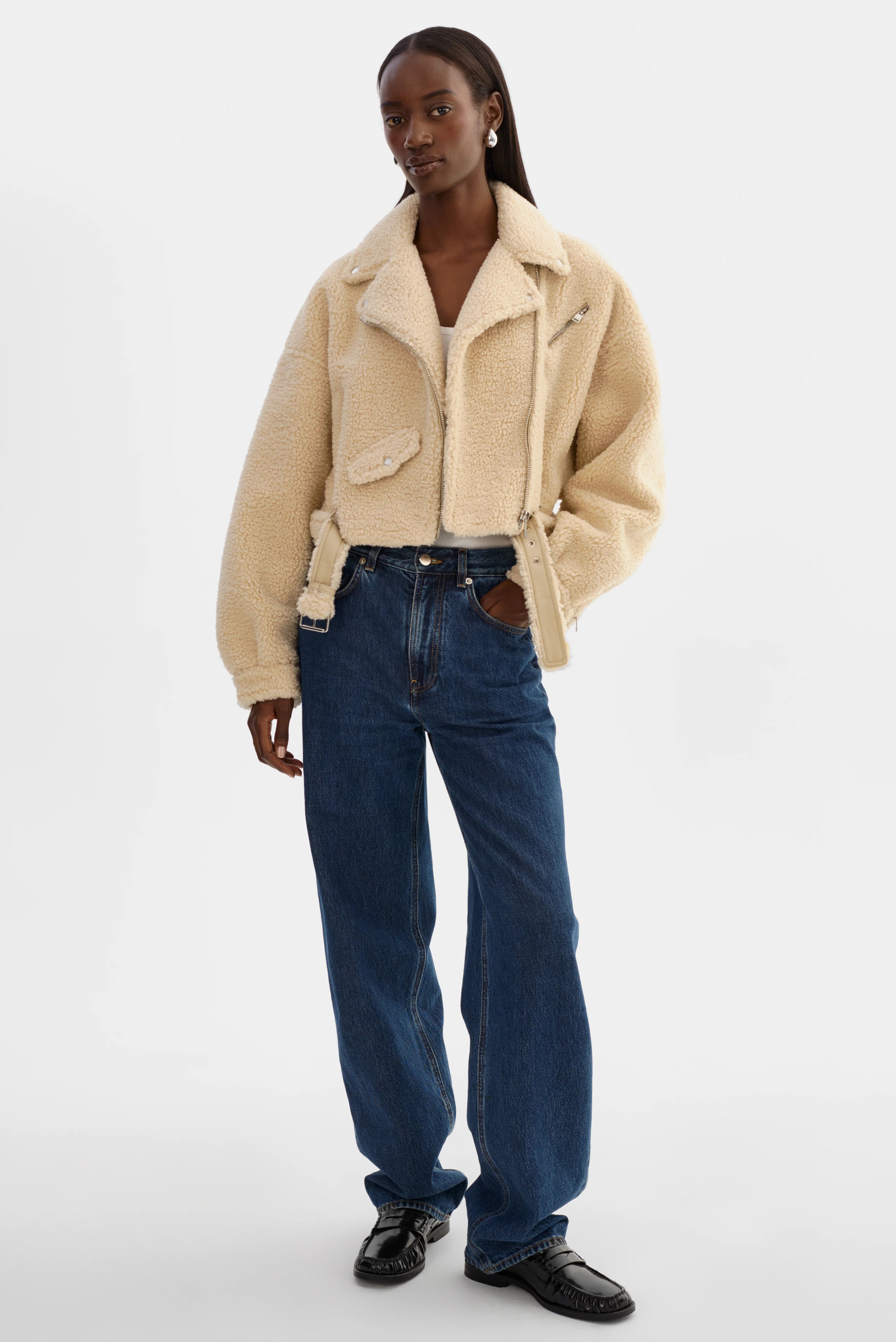 Brina Sherpa Biker Jacket