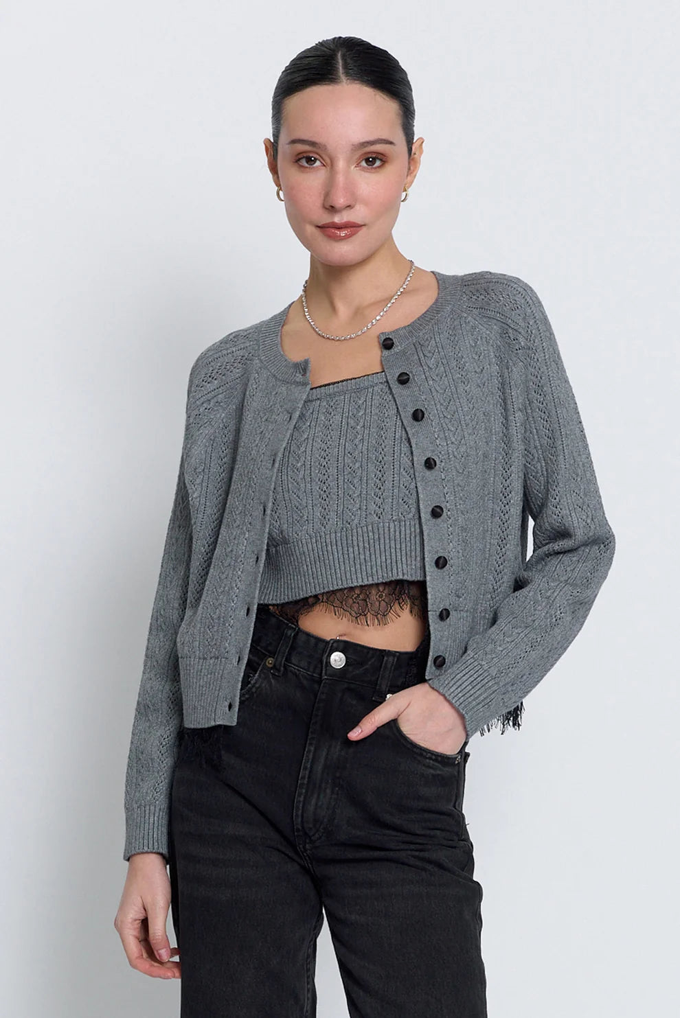 Scarlet Lace Trim Cardigan