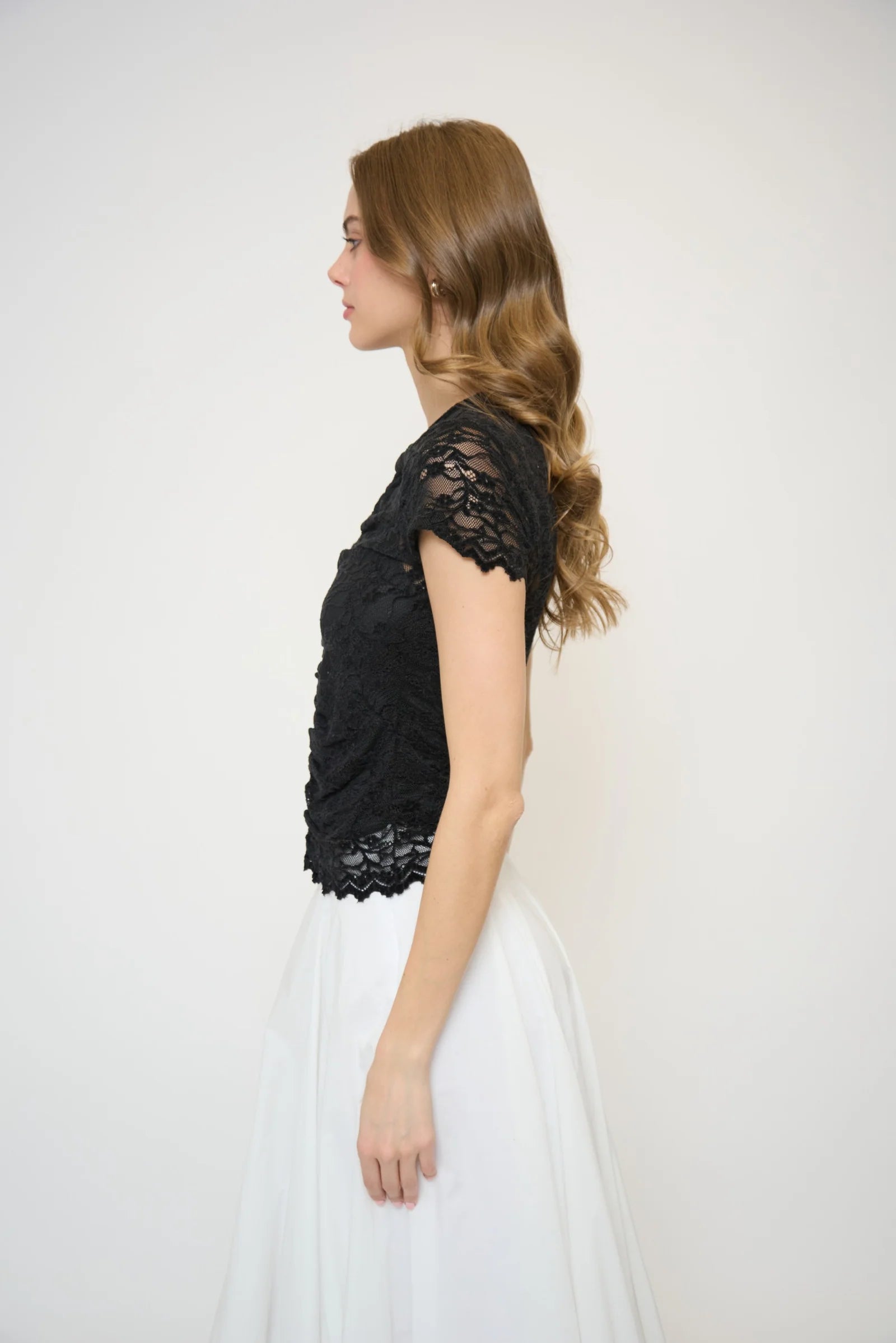 Stella Ruched Lace Top