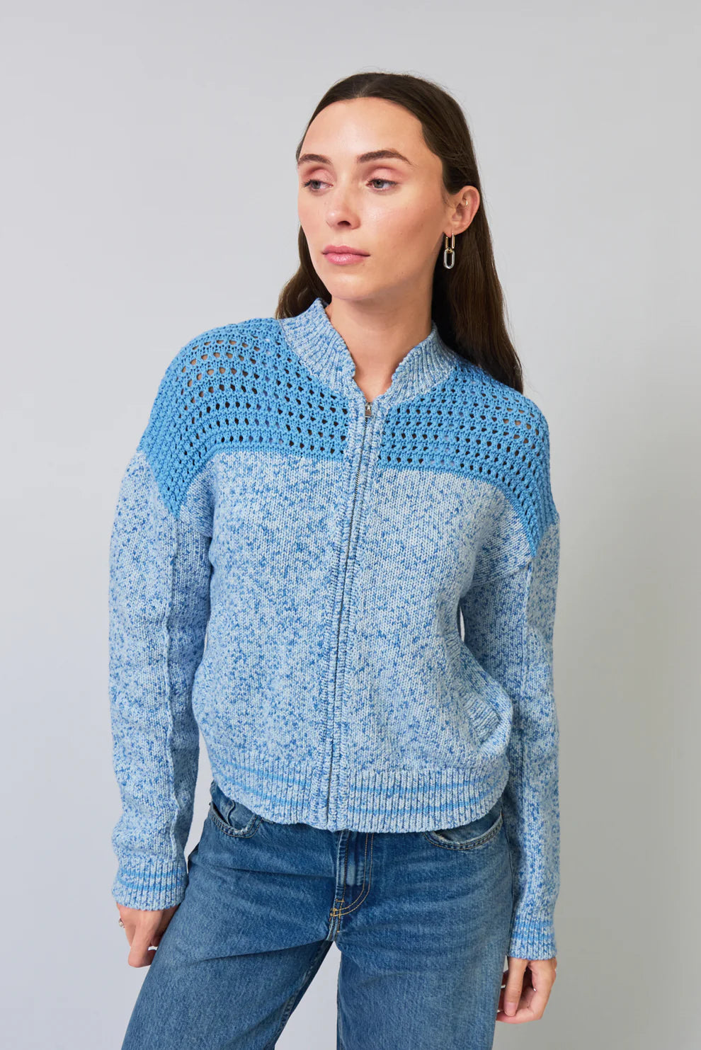 Clover Mesh Sweater Bomber