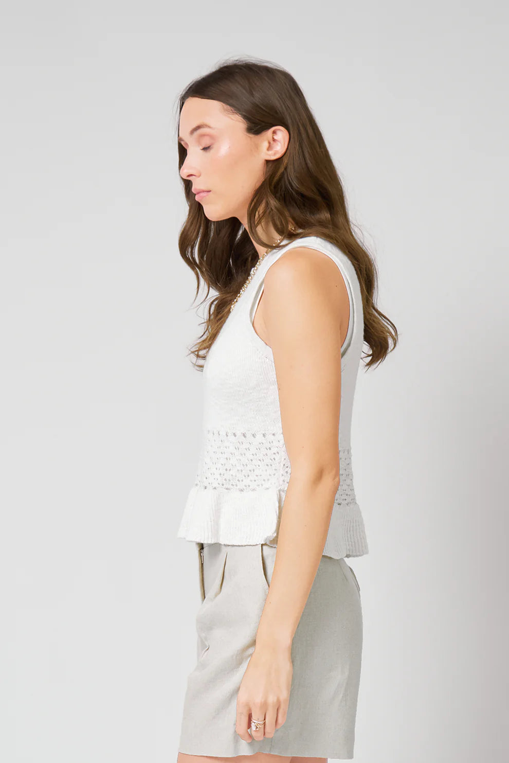Birdie Pointelle Peplum Top
