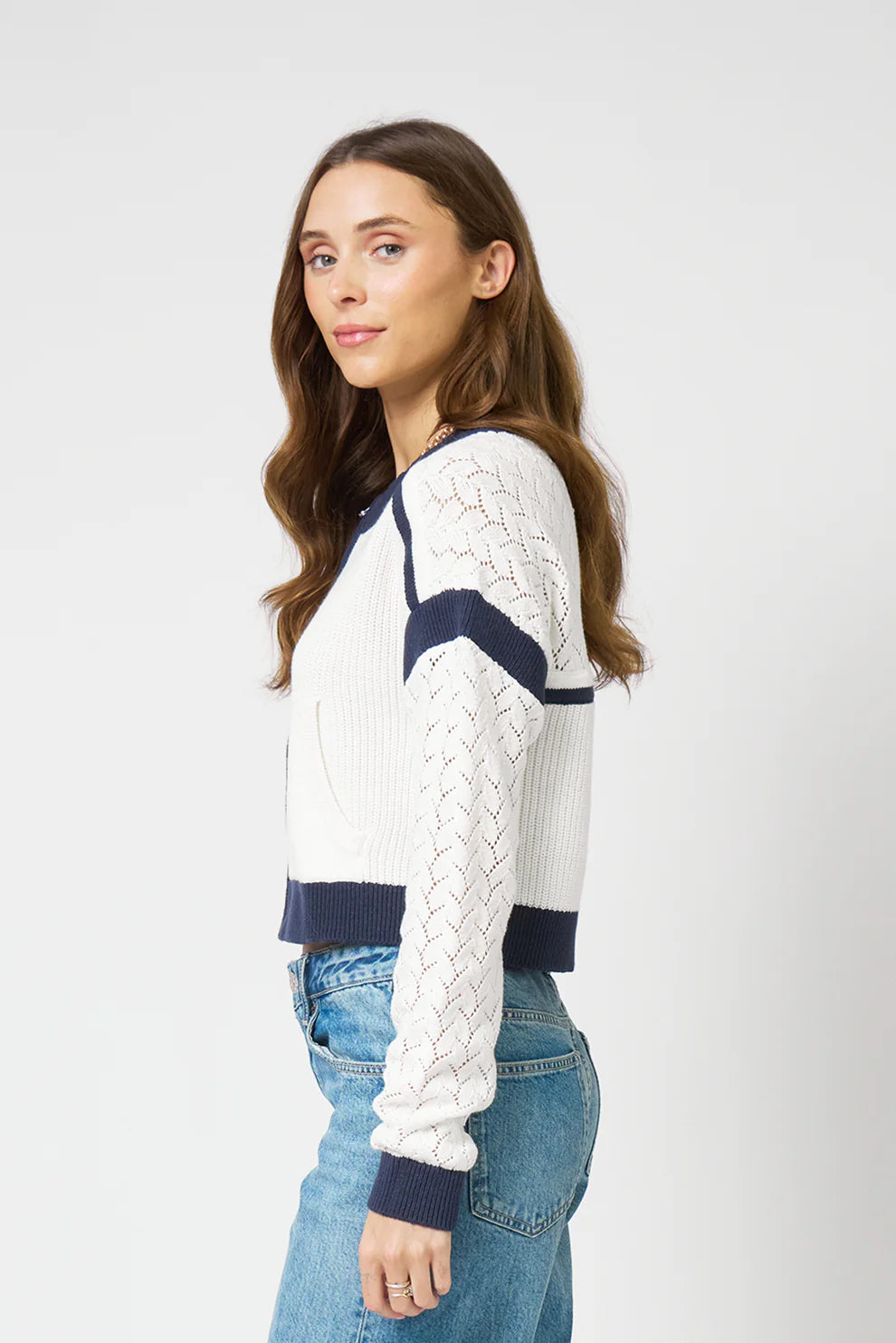 Brooklyn Collarless Sweater Bomber