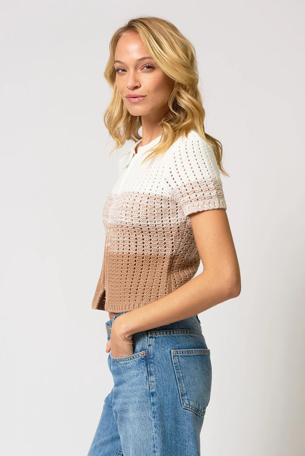 Jacy Gradient Stitch Zip Up