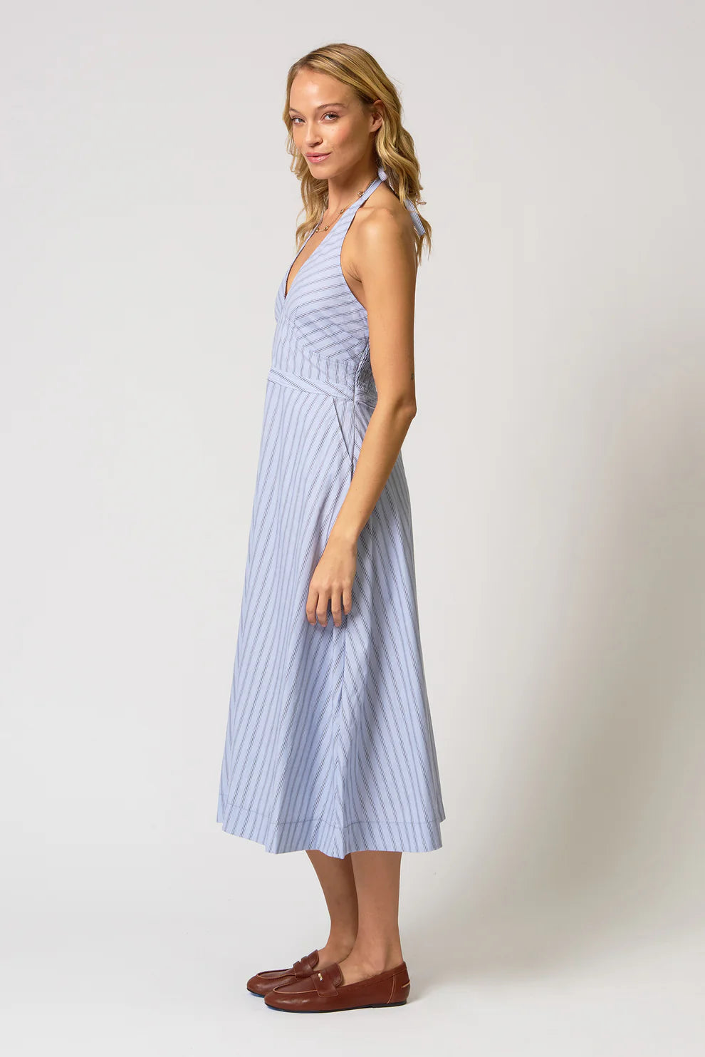 Ora Poplin Stripe Halter Dress