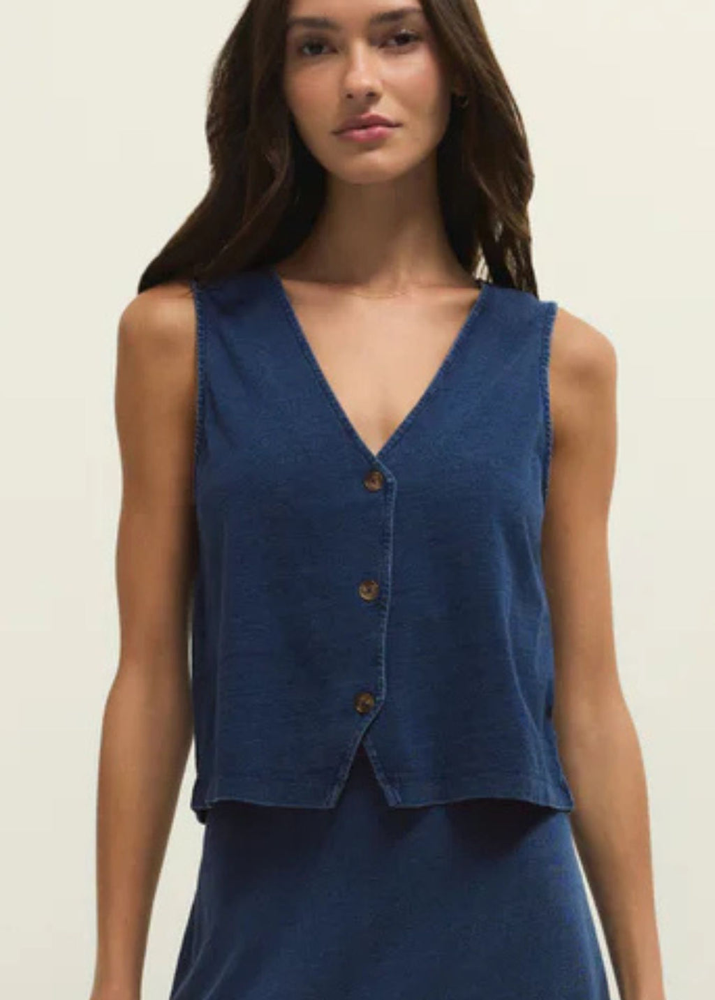 Noelle Jersey Denim Sleeveless Top