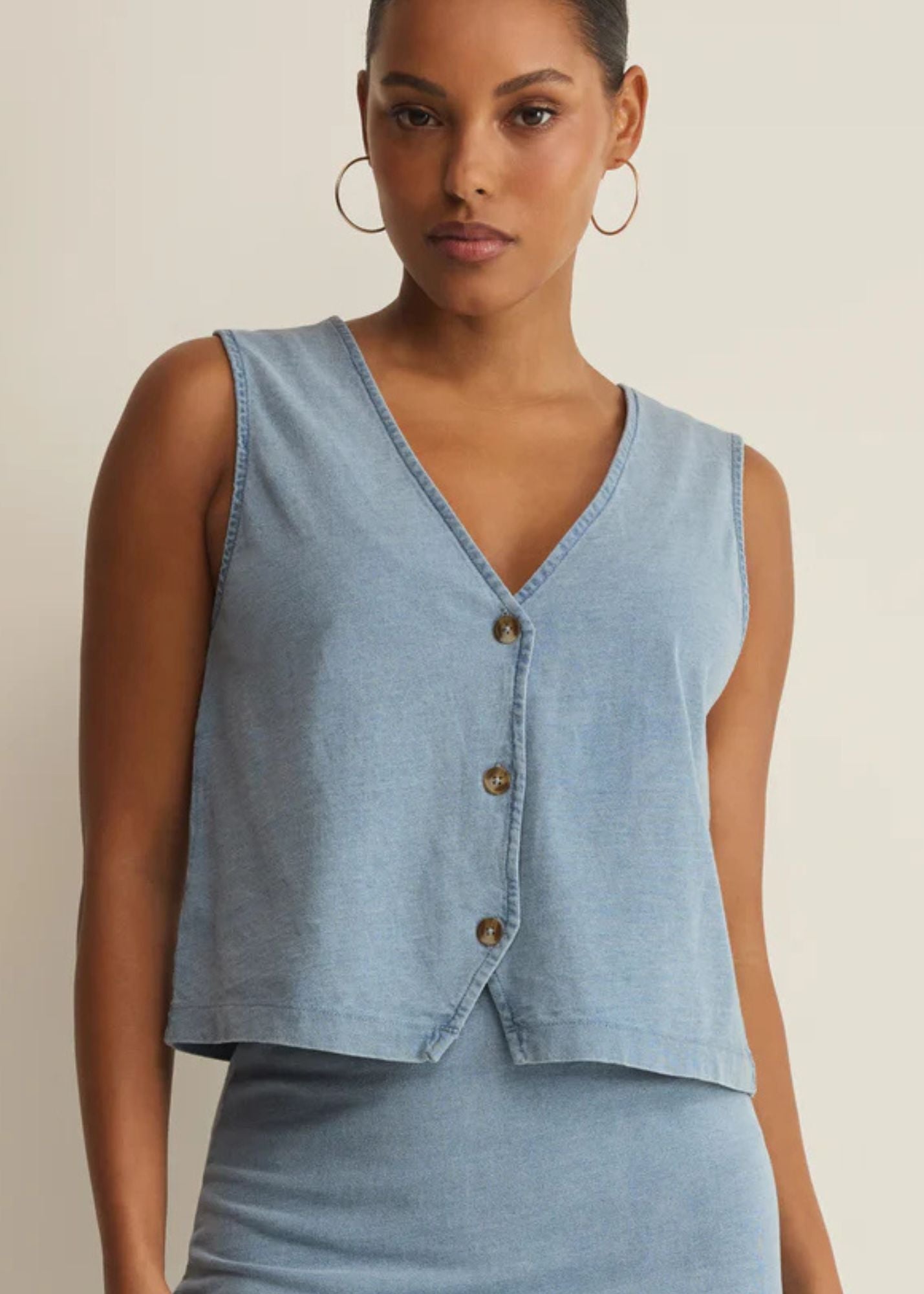 Noelle Jersey Denim Sleeveless Tank