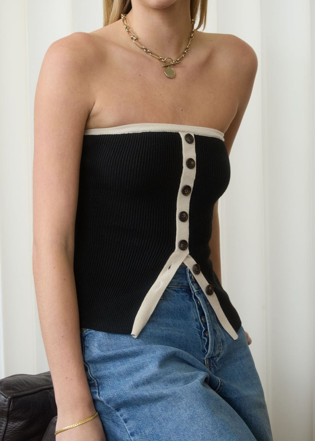 Gracie Strapless Button Down - Clothes Horse