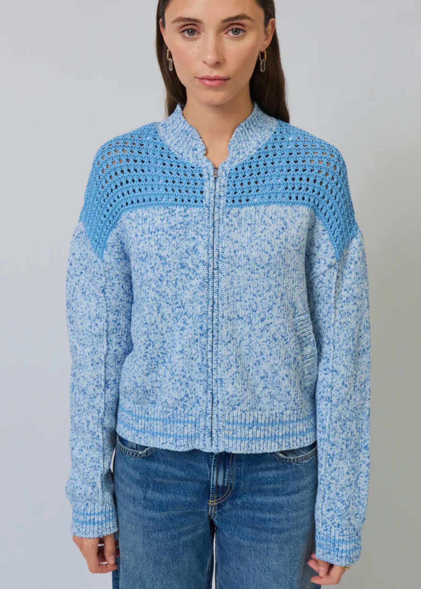Clover Mesh Sweater Bomber