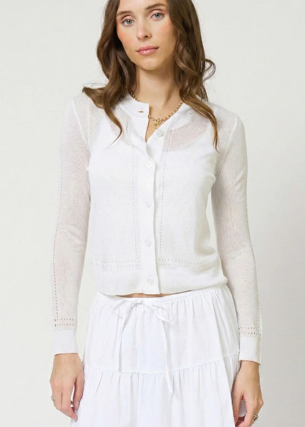 Serena Sheer Pointelle Cardigan - Clothes Horse