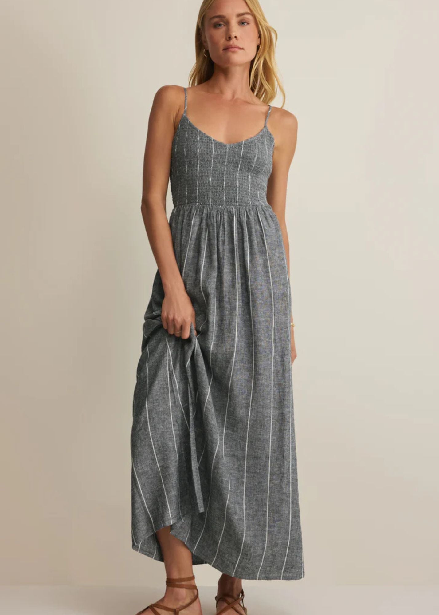 Romy Striped Linen Maxi Dress