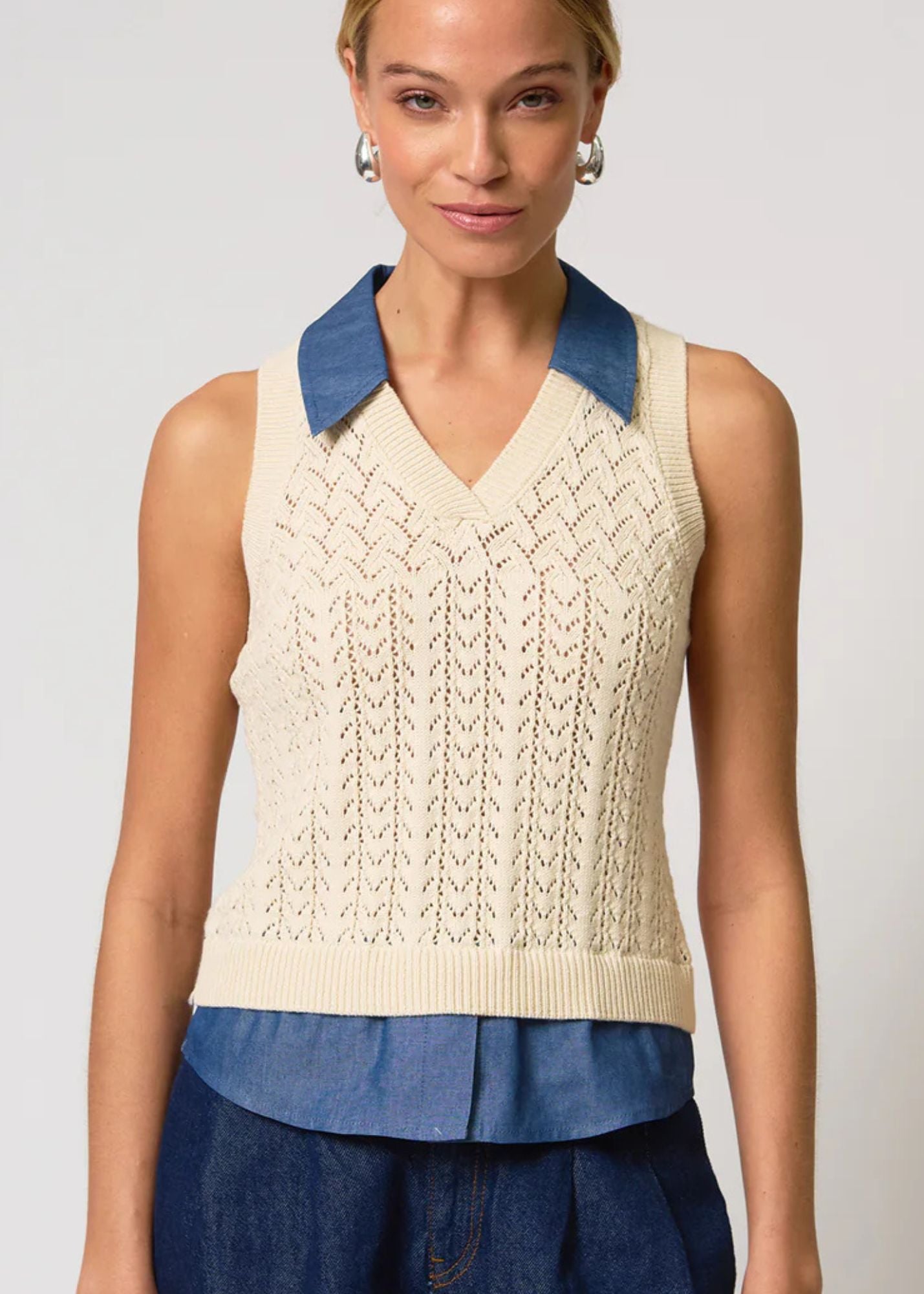 Hazel Pointelle Stitch Halter Twofer