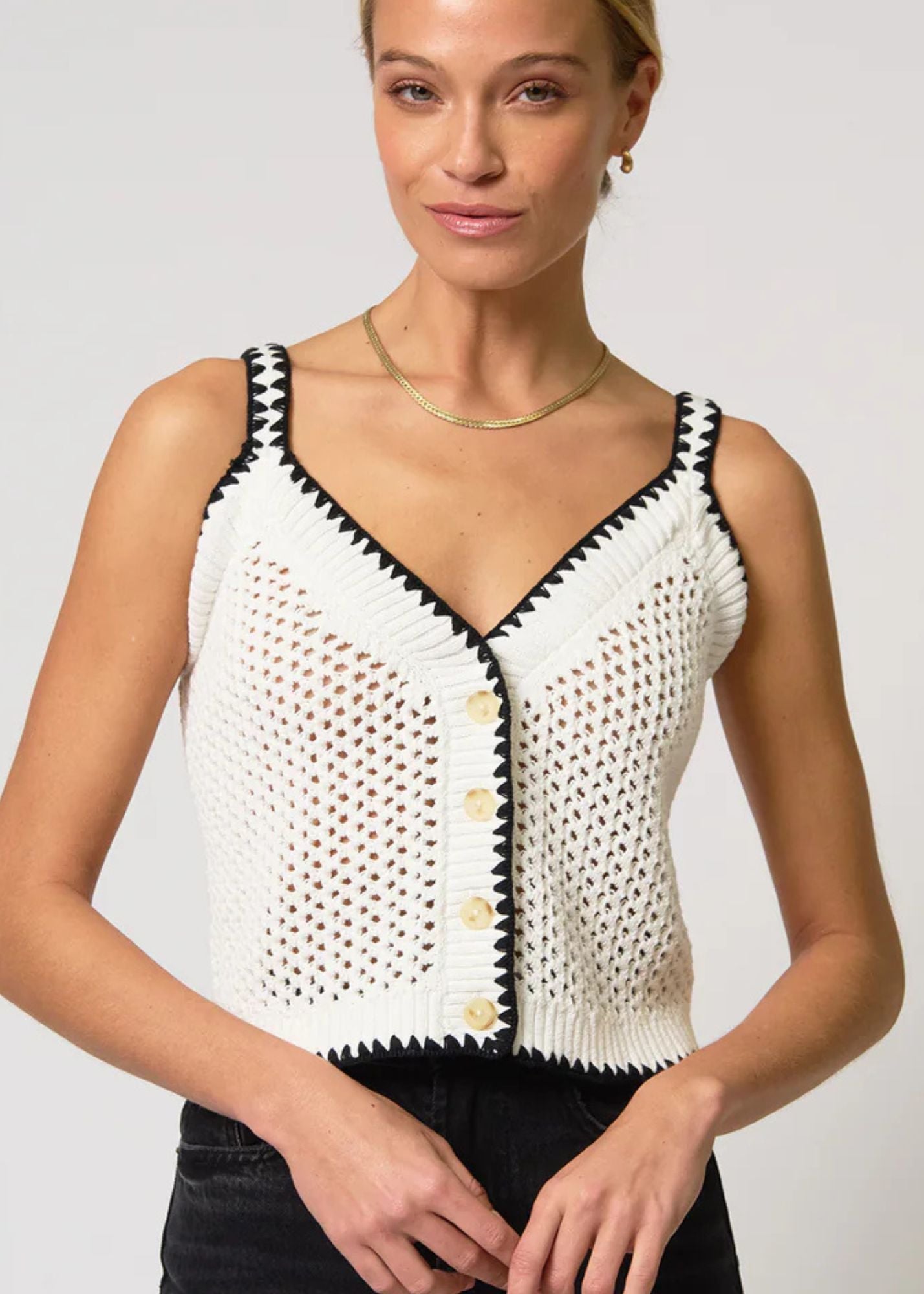 Noa Crochet Button Tank