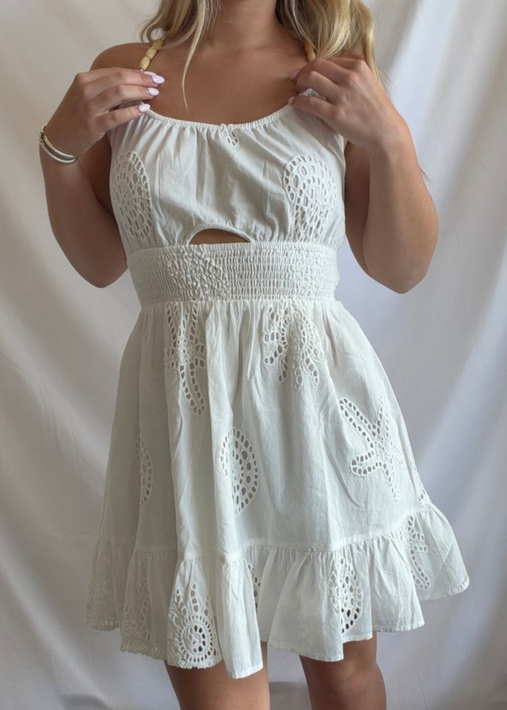 Eyelet Mini Dress