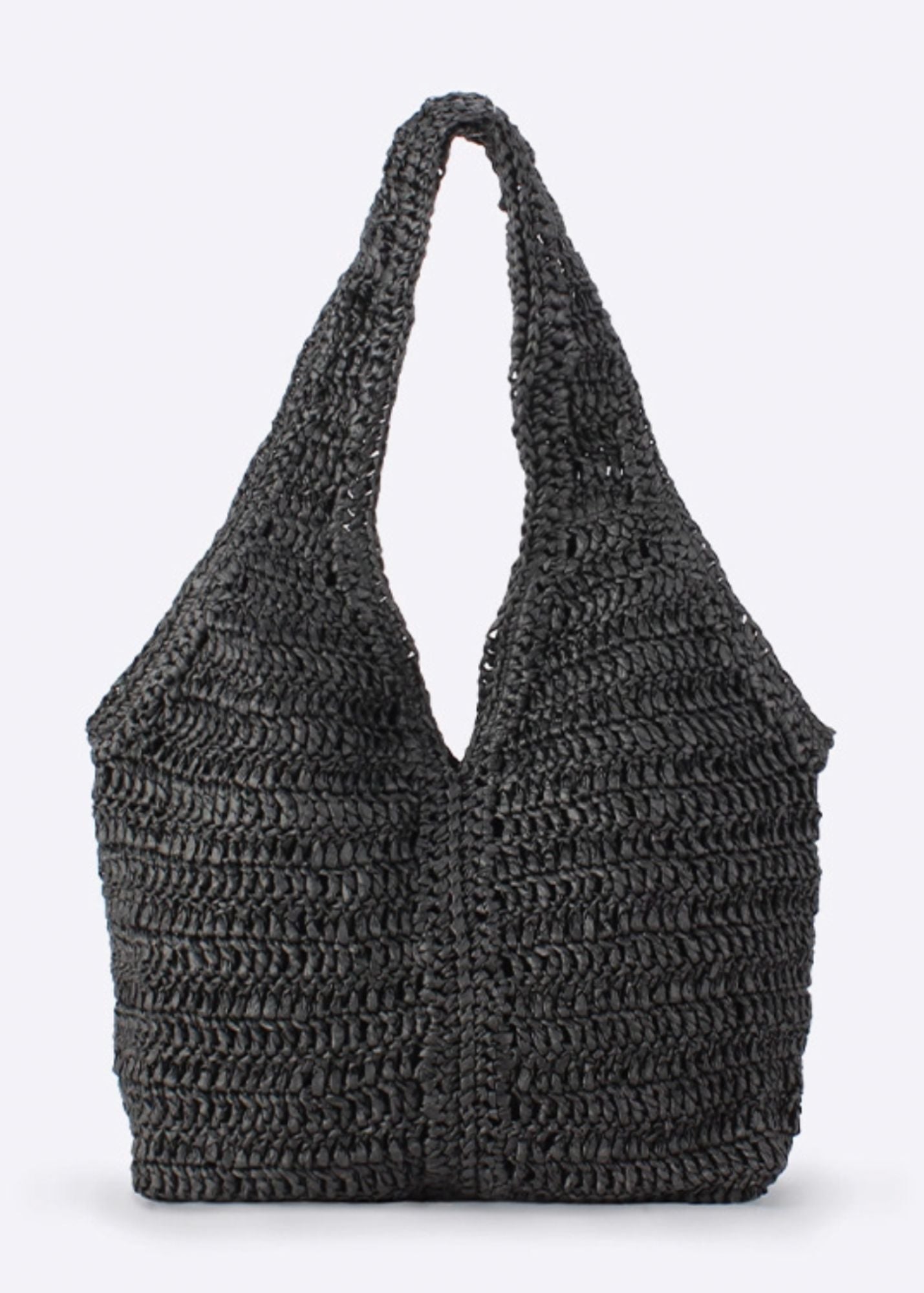 Knotted Handle Woven Shoulder Bag