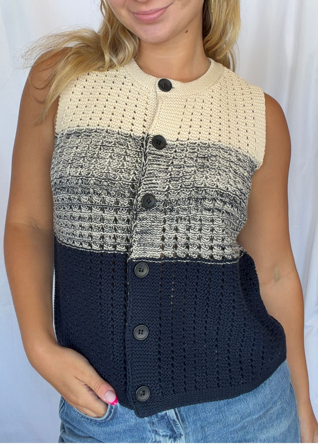 Jacy Gradient Crochet Vest