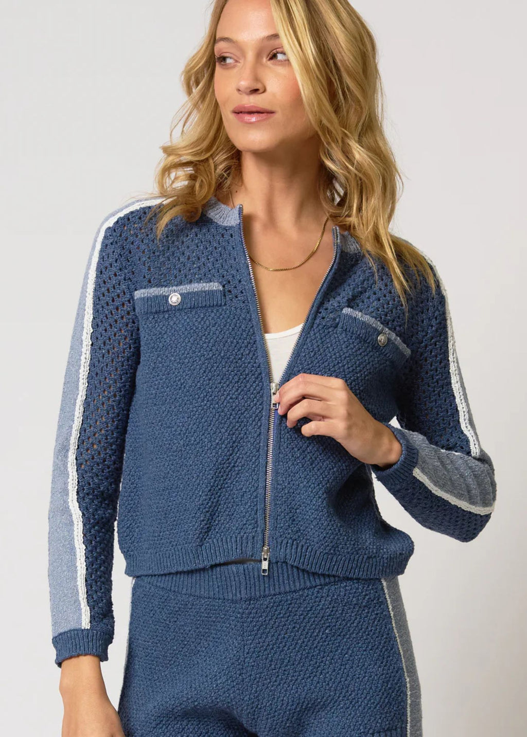 Raya Mixed Stitch Zip Cardi
