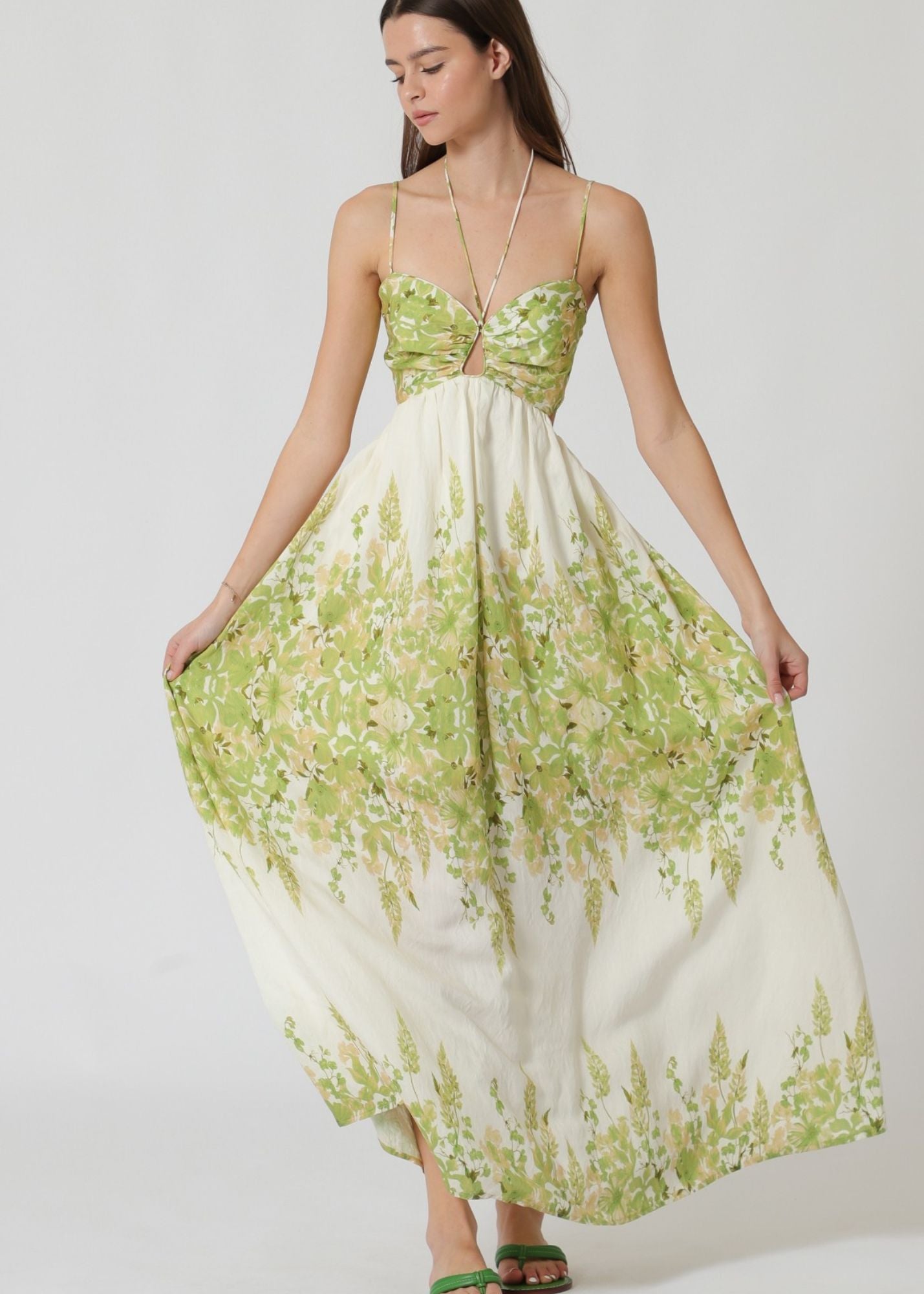 Tie Front Floral Maxi Dress