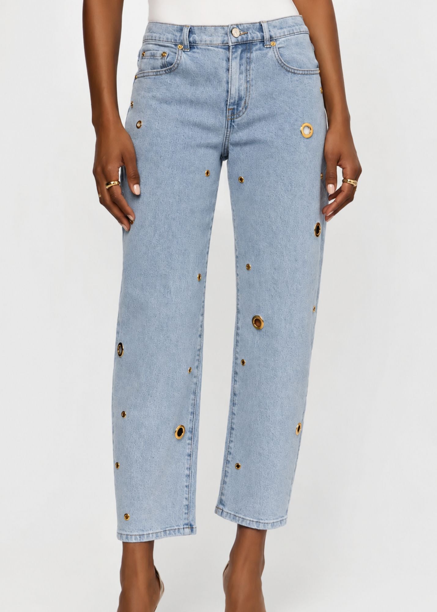 Quincey Grommet Barrel Jeans