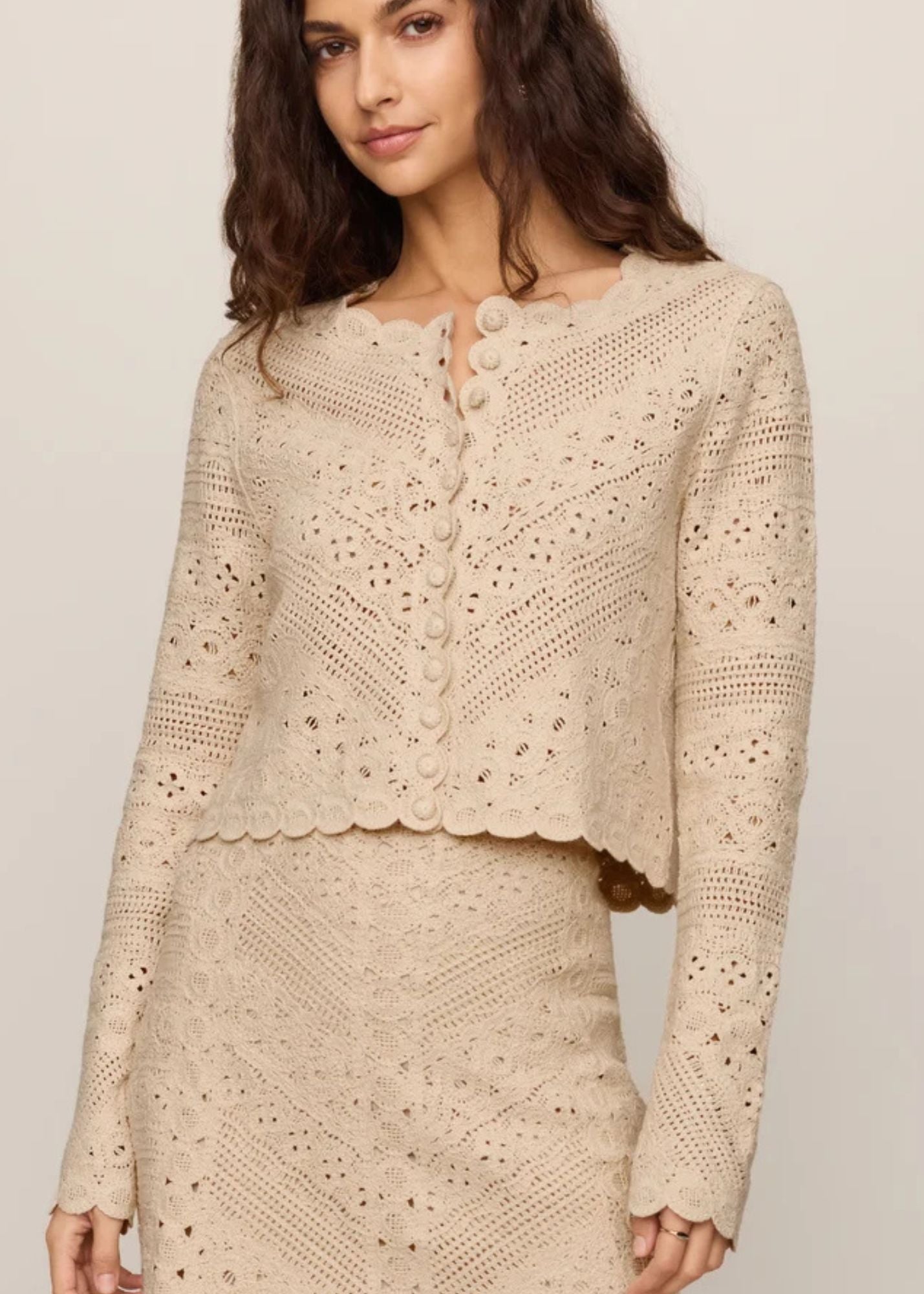 Cressa Cropped Crochet Cardigan
