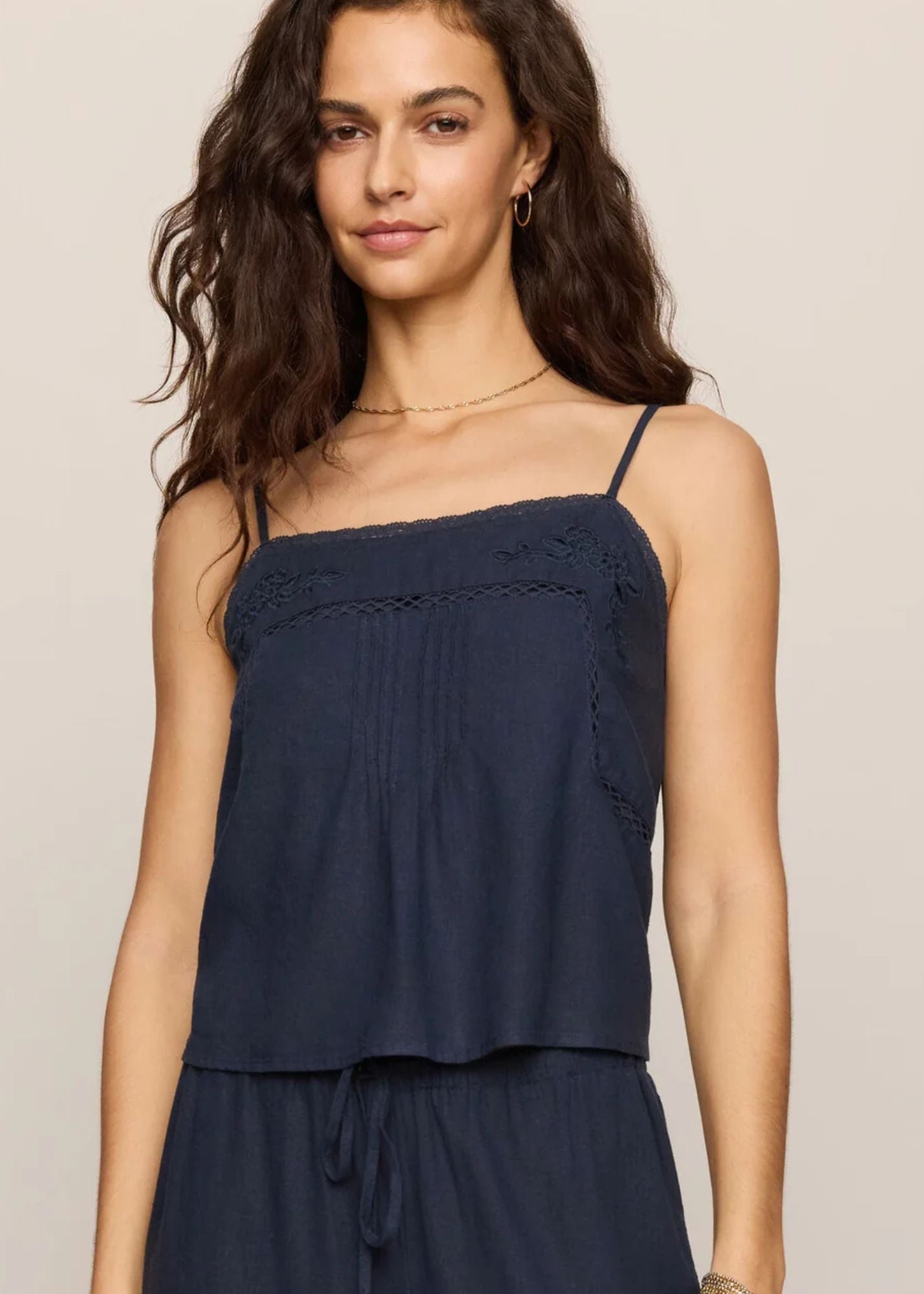 Lillie Embroidered Woven Tank