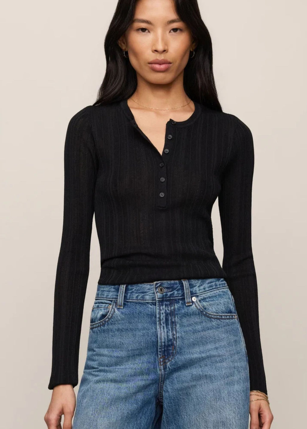 Rowena Fine Knit Henley